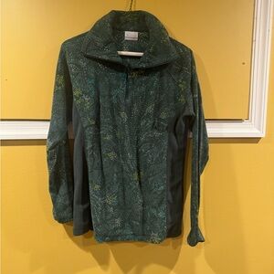 Green floral Columbia quarter zip fleece M